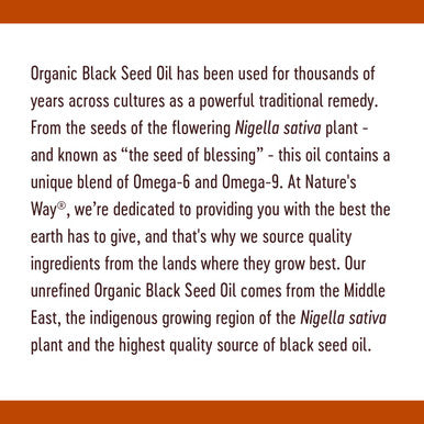 Nature's Way Nature's Way Organic Black Seed Oil - 100% Cold-Pressed, 0.60% Thymoquinone, Vegan, Gluten-Free- 8oz , 7.98 Fl Oz