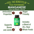Manganese Supplement Food Like Mineral Chelated For Superior Absorption With Whole Food Blend Of 25+ Fruits & Vegetables. Pure