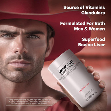 Codeage Grass Fed Beef Liver Supplement Superfood ze Dried Non-Defatted Desiccated Beef Liver Glandulars Bovine Pills Pasture Raised Beef Vitamins Non-GMO Liver Meat 180 Capsules