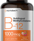 Horbaach Vitamin B12 1000 mcg Sublingual 400 Fast Dissolve Tablets Methylcobalamin Supplement for Women and Men Berry Flavor Vegan NonGMO and Gluten Free