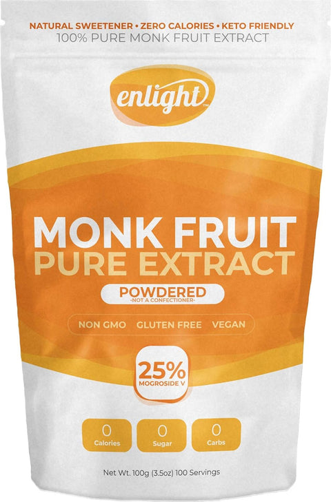 Enlight Sweetener, 100% Monkfruit Extract Sweetener | Zero Calories, Keto Friendly, Sugar Free Natural Sweetener, Ultra Pure Flavor, 1.76 Oz (Pack of 1)
