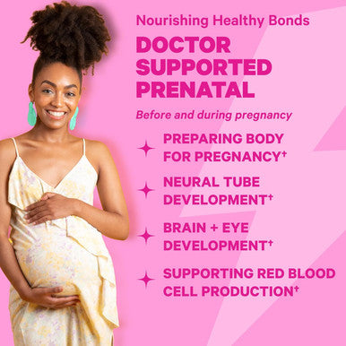 Pink Stork Total Prenatal Vitamin Gummies for Women with Folic Acid Vitamin D and Vitamin B6 to Support Fetal Development and Morning Sickness Pregnancy Must Haves - Raspberry 60 Count