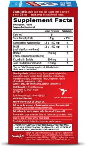Schiff Move Advanced Plus MSM 120 tablets - Joint Health Supplement with Glucosamine and Chondroitin (Pack of 4)
