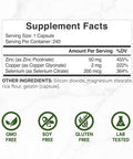 Deal Supplement Zinc 50mg with Selenium 200mcg + Copper 240 Capsules 8 Month Supply 3 in 1 Mineral Formula