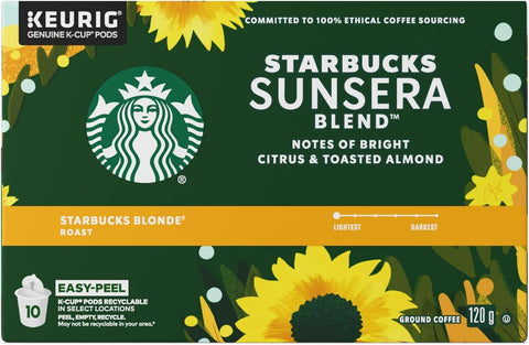 Starbucks K-Cup Coffee Pods, Starbucks Blonde Roast Hot or Iced Coffee, Veranda Blend, 60 Keurig Pods
