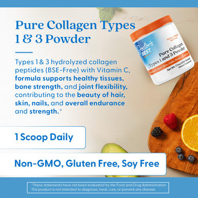Doctor's Best Pure Collagen Types 1 & 3 Powder - 7.1 Oz (200Gms)