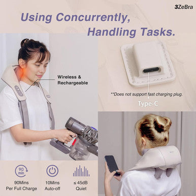 Shiatsu Neck And Shoulder Massager With Heat For Neck & Back Pain Relief, 8 Kneading Nodes, Deep Tissue Muscle Relaxation, Hands-Free, Cordless Electric Full Body Massager, For Women Men