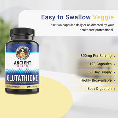 Ancient Bliss S-Acetyl Glutathione Supplement Cellular Antioxidant & Immune Support Supplement, Joint Support Supplement For Men & Women (60 Capsules)