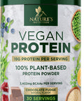 Nature'S Nutrition Premium Vegan Protein Powder Creamy Chocolate Fudge - 19g & 100% Plant Based Protein & Fast Absorbing Premier Isolate for Smoothies & Shakes - Non Dairy Non Whey Soy & Gluten - 30 Servings