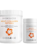 Codeage Multi Collagen Protein Capsules & Multi Collagen Protein Powder Bundle | Multi Collagen Pills, Collagen Types I, II, II, V & X, 90 Count | Multi Collagen Peptides - Pure, Hydrolyzed, 20 oz