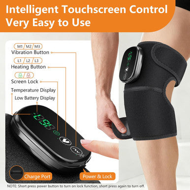 Edifolly Cordless Knee Heating Pad Knee Massager With Heat And Vibration Rechargeable Heated Knee Brace With 3 Heat Levels And 3 Massage Modes