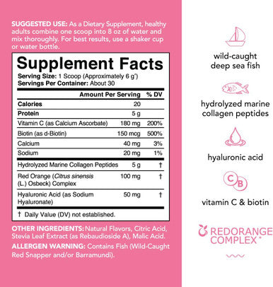 Collagen Beauty Complex with Hyaluronic Acid Vitamin C Biotin Pescatarian Friendly Keto NonGMO Verified Strawberry Lemonade 30 Servings