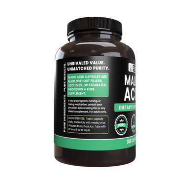 PURE ORIGINAL INGREDIENTS Malic Acid (365 Capsules) No Magnesium Or Rice Fillers, Always Pure, Lab Verified