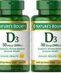 Nature'S Bounty Vitamin D3 2000 Iu Immune And Bone Support Vitamin Supplement 1 Per Day 240 Rapid Release Softgels (Pack Of 2)
