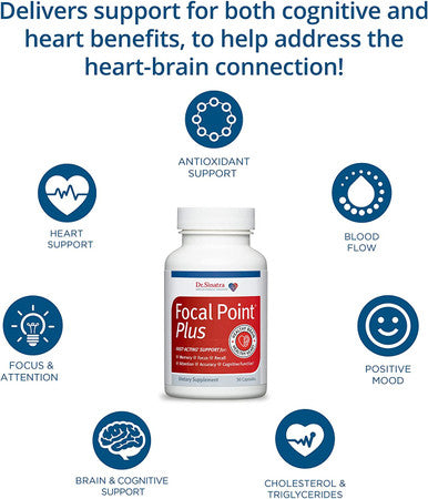 Dr. Stephen Sinatras Focal Point Plus Fastacting Cognitive Supplement For Better Focus Shortterm Memory And Attention Plus Heart Brain And Mood Health Support