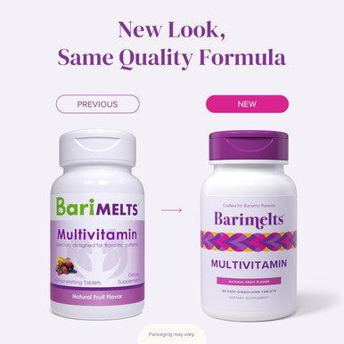 Barimelts Multivitamin - 60 Fast-Dissolving Tablets (1-Month Supply) - Sugar-Bariatric Multivitamin For Women, Natural Fruit Flavor