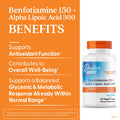 Doctor'S Best Benfotiamine Alpha Lipoic Acid (Ala) Nutritional Supplement - Support For Glycemic Balance & Metabolic Response Benfotiamine 150 Mg & Alpha-Lipoic Acid 300 Mg Capsules 60 Veg Caps
