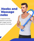 Back And Neck Massager-Trigger Point Massage Tools For Pain Relief And Self Massage Hook Cane- Handheld Body Deep Tissue Shoulder Leg Feet Massager Stick For Men & Women-Blue