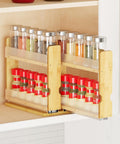 SpaceAid Bamboo Pull Out Spice Rack Organizer for Cabinet, Heavy Duty Slide Out Seasoning Kitchen Pantry Sliding Vertical Organization, 7.6" Wide, 3 Drawers(2" Wide), 2-Tier, Natural