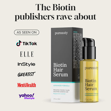 Biotin Hair Growth Serum by Pureauty Naturals - Advanced Topical Formula to Help Grow Healthy, Strong Hair - Suitable For Men & Women Of All Hair Types - Hair Loss Support