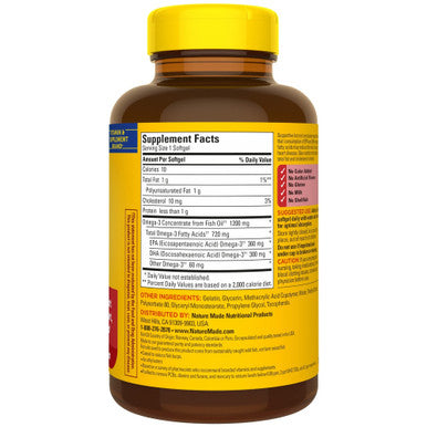 Nature Made Burp Less Omega 3 Fish Oil 1200 mg 120 Softgels