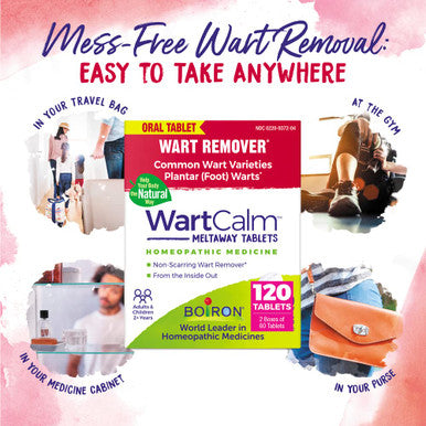 Boiron WartCalm for Painless Wart Removal on Hands, Knees, Plantar (Feet), and Other Bodily Warts for & Children Ages 2+ - 120 Count (2 Pack of 60)