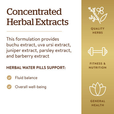 Solgar Herbal Water Pill 100 Vegetable Capsules - Supports Fluid Balance - Concentrated Herbal Extracts - Non-Gmo Vegan Gluten Free Dairy Free Kosher Halal - 100 Servings