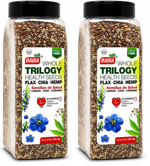 Badia Trilogy Health Seed Blend, 21 oz ÃƒÂ¢Ã¢â€šÂ¬Ã¢â‚¬Å“ Flax, Chia & Hemp Seeds | Nutritious blend of flax, chia, and hemp seeds with fiber and Omega-3s Superfood for smoothies, yogurt, salads, and baking
