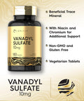 Vanadyl Sulfate 10Mg 180 Tablet Capsules With Chromium Picolinate Vegetarian Non-Gmo Gluten Free Supplement By Carlyle