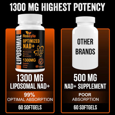 1300 Mg Liposomal Nad+ Supplement Highest Absorption Purest Nad Supplemet To Boost Nad+ Effetively Boosting Nad+ Supplement For Aging Defese, Cellular Energy, Longevity 60 Count