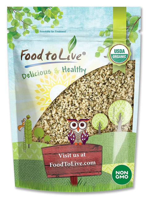 Food to Live - Organic Hemp Hearts, 2 Pounds Non-GMO Raw Hearts, Hulled, Shelled, Kosher, Vegan, Keto-Friendly. Good Source of Protein & Fiber. Great for Smoothies, Oatmeal, and Salads.
