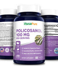 NusaPure Policosanol 100mg 180 Veggie Capsules (Vegan, Non-GMO & Gluten-Free)