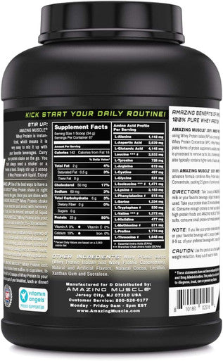 Amazing Nutrition Muscle 100% Whey Protein Powder Advanced Formula with Whey Protein Isolate Along with Ultra Filtered Whey Protein Concentrate (Cookie & Cream 5 Lb)