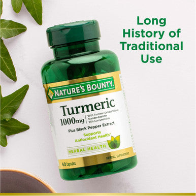 Nature's Bounty Turmeric With Black Pepper Extract Supports Antioxidant Health 1000Mg 60 Capsules