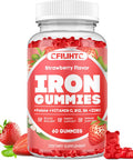 Iron Gummies For Women & Men - Iron Supplement With Vitamin B6, B12, C, Zinc, Folate For Adults & Kids - Support Iron Deficiency, Anemia, Energy Boost, Blood Builder - Sugar Vegan 60Ct Strawberry