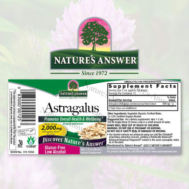 Nature'S Answer Organic Astragalus Root Fluid Extract 1 Oz - Low Alcohol Non GMO Gluten Vegan Immune & Cardiovascular Support Stress Relief Made in USA 1 Fluid Ounce