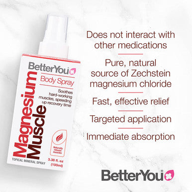 BetterYou Magnesium Oil Spray for Muscles, 3.38 Fl Ounce
