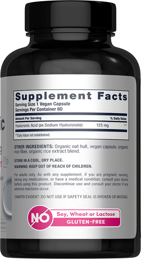 Neocell Hyaluronic Acid Capsules 60 Pills 125 Mg Daily Hydration Hair Skin & Nails Vegan Supplement