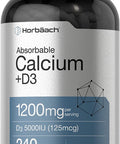 Calcium with Vitamin D3 | 1200 mg | 240 Softgels | 5000 IU Vitamin D3 | Absorbable Calcium Supplement | Non-GMO, Gluten Free Calcium Supplement | by Horbaach