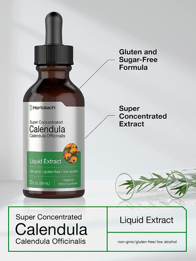 Calendula Extract Tincture | 2 fl oz | Low Alcohol | Vegetarian, Non-GMO, Gluten Free Liquid Supplement | by Horbaach