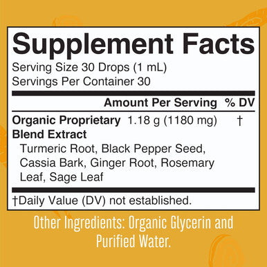 Maryruth Organics USDA Organic Turmeric Gold Liquid Drops by | Liquid Herbal Blend | Turmeric Curcumin Black Pepper Cassia Cinnamon Bark Ginger Root | Immune Support | Non-GMO | Vegan | 1oz