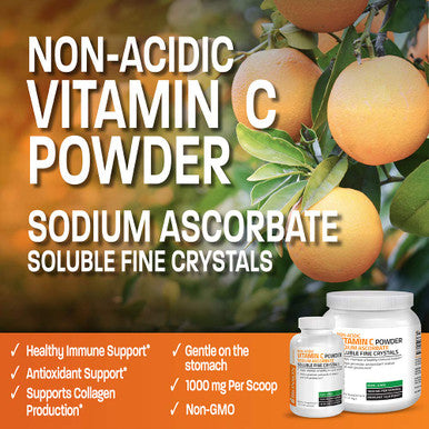 Non Acidic Vitamin C Powder Sodium Ascorbate Non Gmo Soluble Fine Crystals - Healthy Immune System, Antioxidant And Cell Protection - 1 Pound (16 Oz, 454 Grams)