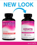 NeoCell Keratin Hair Volumizer, Enhance Hair Strength, Grass-Fed Collagen, Gluten Free, 60 Capsules (Package May Vary)
