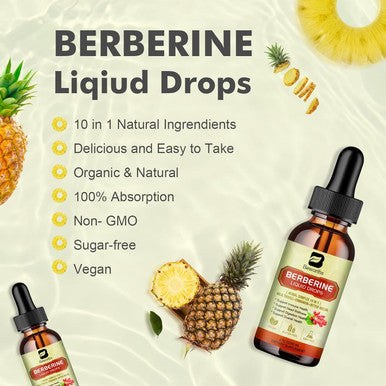 Premium Berberine Supplement - Berberine Liquid Drops With Turmeric, Ceylon Cinnamon, Bitter Melon, Milk Thistle, Berberine Veggie Supplement For Immune, Digestion System And Heart Health Support