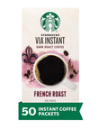 Starbucks VIA Instant Coffee, Dark Roast Coffee, Italian Roast, 100% Arabica, Single-Serve, 1 Box (50 Packets)