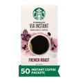 Starbucks VIA Instant Coffee, Dark Roast Coffee, Italian Roast, 100% Arabica, Single-Serve, 1 Box (50 Packets)