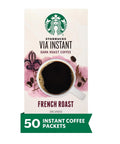 Starbucks VIA Instant Coffee, Dark Roast Coffee, Italian Roast, 100% Arabica, Single-Serve, 1 Box (50 Packets) | 100% Arabica instant coffee packets; Italian Roast dark roast; 1 box, 50 packets