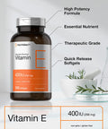 Vitamin E 400 iu Softgels | 268mg | 300 Count | Non-GMO and Gluten Free Naturally-Sourced Formula | D-Alpha Tocopherol | by Horbaach