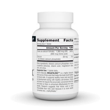 Source Naturals MegaFolinic Bioavailable Folic Acid 800mcg 120 ct