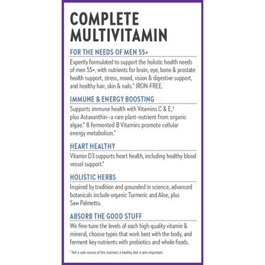 New Chapter Men's Multivitamin 55+, Extra B6 & B12, D3, Astaxanthin, Vitamin C & Zinc, Immune, Heart, Cellular Energy, and Brain Health, Gentle on The Stomach, One Daily, Non-GMO, 96 Tablets